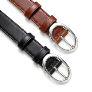 Pack 2 ceintures en Cuir Véritable - Boucle Argentée – Cuircom