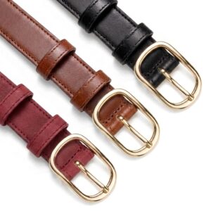 Pack 3 ceintures en Cuir Véritable - Boucle Dorée – Cuircom