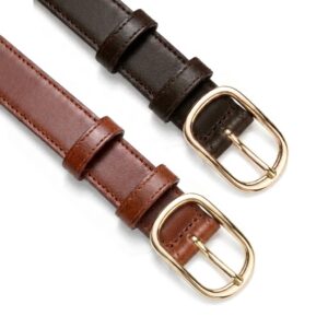 Pack 2 ceintures en Cuir Véritable - Boucle Dorée – Cuircom
