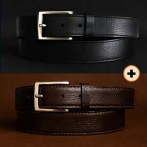 Pack 2 Ceintures "Texia" Marron + Noire – Cuircom