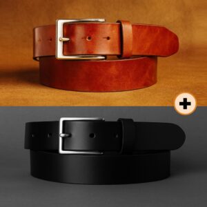 Pack Ceintures en cuir véritables Marron + Noire – Cuircom