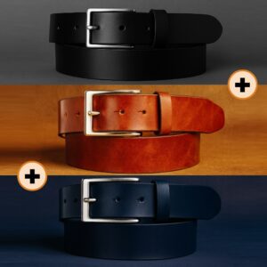 Pack 3 Ceintures en Cuir Véritables Marron + Noire + Bleu (Pure) – Cuircom
